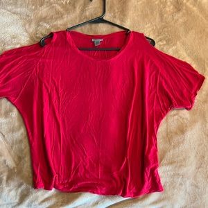 DKNY cold shoulder short sleeve top, red, med